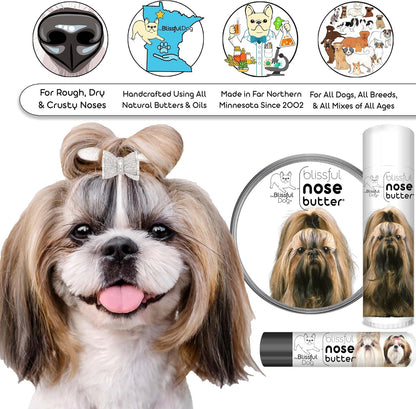 The Blissful Dog Shih Tzu Nose Butter for Dry, Cracked Skin, Lick-Safe Dog Nose Balm with