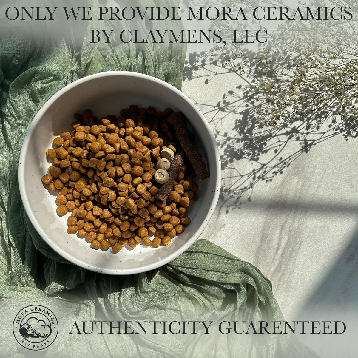 Mora Ceramic Pet Bowl - Large Food/Water Dish for Large Dogs, Cats, Great Dane, Mastiff - 50oz or 8