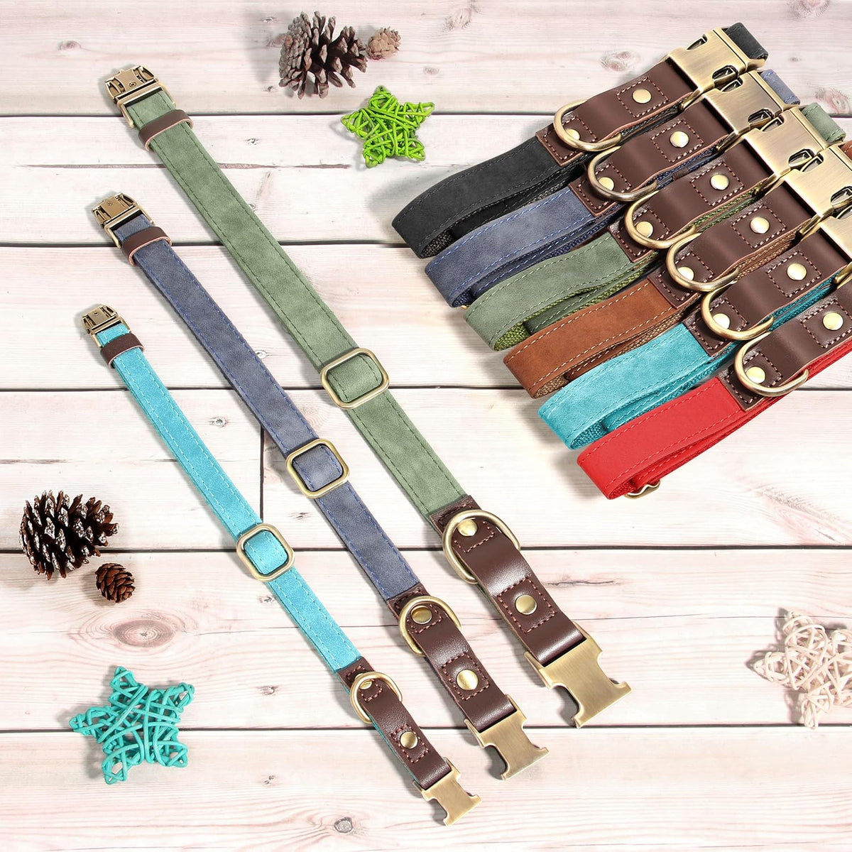 Didog Soft PU Leather Dog Collars for Small Dogs,Classic Adjustable Dog Collars with Quick Release