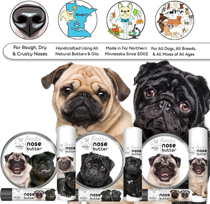 The Blissful Dog Pug Duo Nose Butter for Dry, Cracked Skin, Lick-Safe Dog Nose Balm with