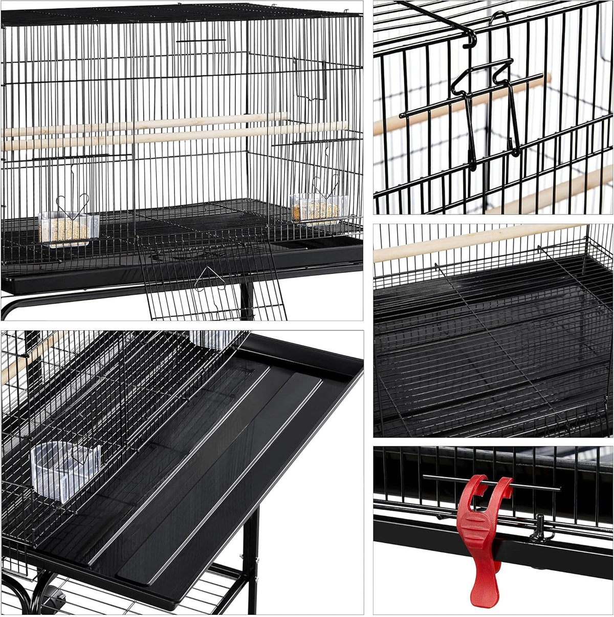 Yaheetech 47-inch Rolling Breeding Flight Bird Cages for Parakeets Budgies Finches Cockatiels