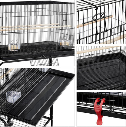 Yaheetech 47-inch Rolling Breeding Flight Bird Cages for Parakeets Budgies Finches Cockatiels