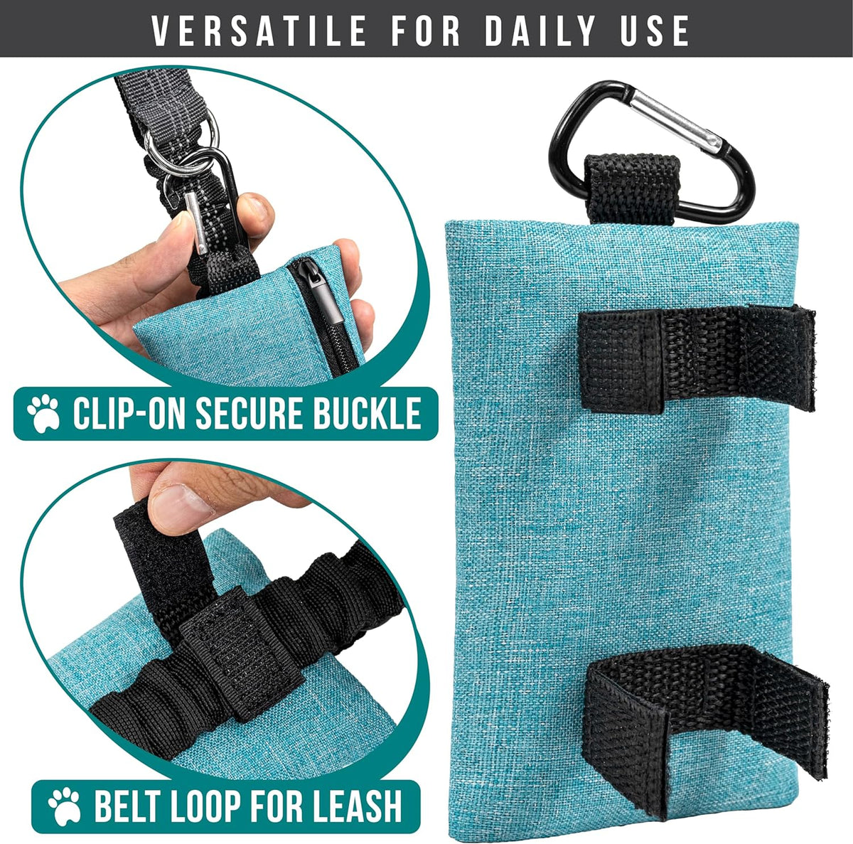 PetAmi Dog Poop Bag Holder for Leash, Dog Waste Bag Dispenser with Clip, Doggy Walking Accessories