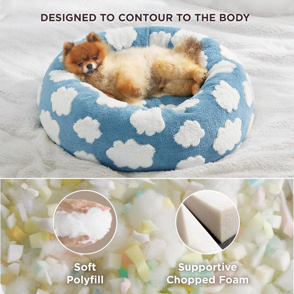 LE SURE Donut Small Dog Bed - Round Cat Beds for Indoor Cats Calming Pet Beds, Cute Modern Beds