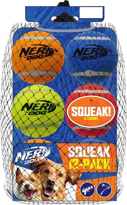 Nerf Dog 12-Piece Dog Toy Gift Set, Includes 2.5in Squeak Tennis Ball 12-Pack, Nerf Tough Material