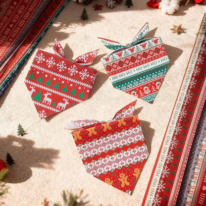 Weewooday 50 Pcs Christmas Bandanas for Dogs Xmas Bandanas Bulk with Ugly Sweater Patterns Soft