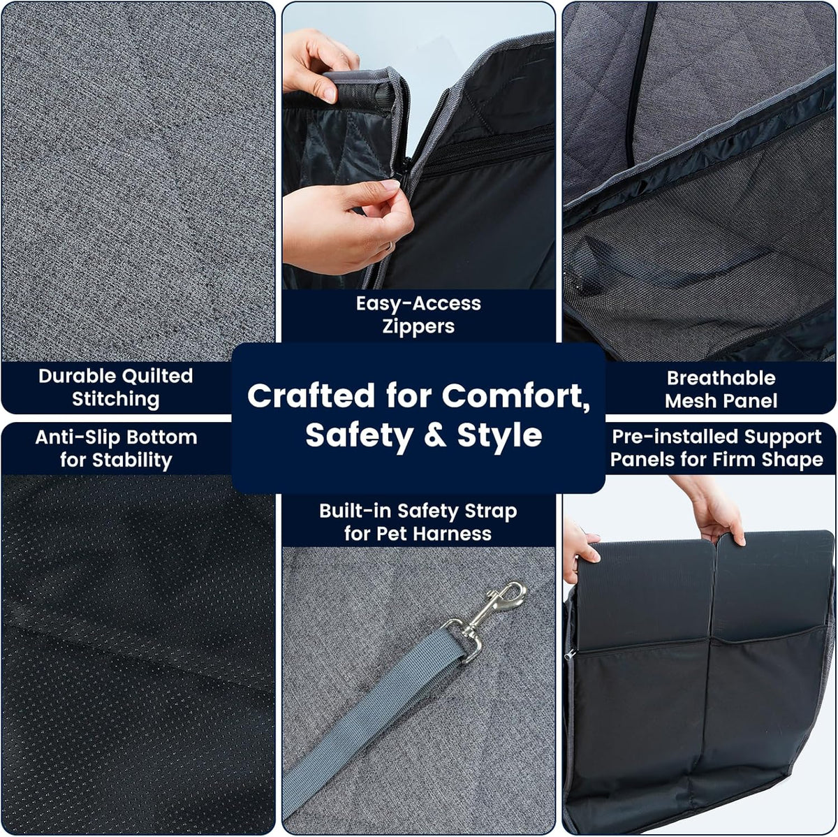Dog Car Seat for Small/Medium Dogs with Door Protection – Full Coverage Pet Booster Seat with Mesh