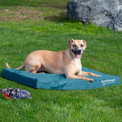 Furhaven Water-Resistant Cooling Gel Dog Bed for Large/Medium Dogs w/ Removable Washable Cover, For