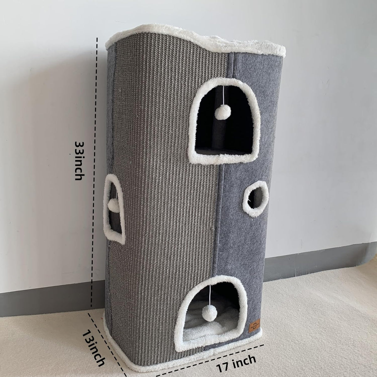 4-Level Cat House for Indoor Cats,Covered Cat Beds and Furniture with Scratch Pad,Hideaway Cave