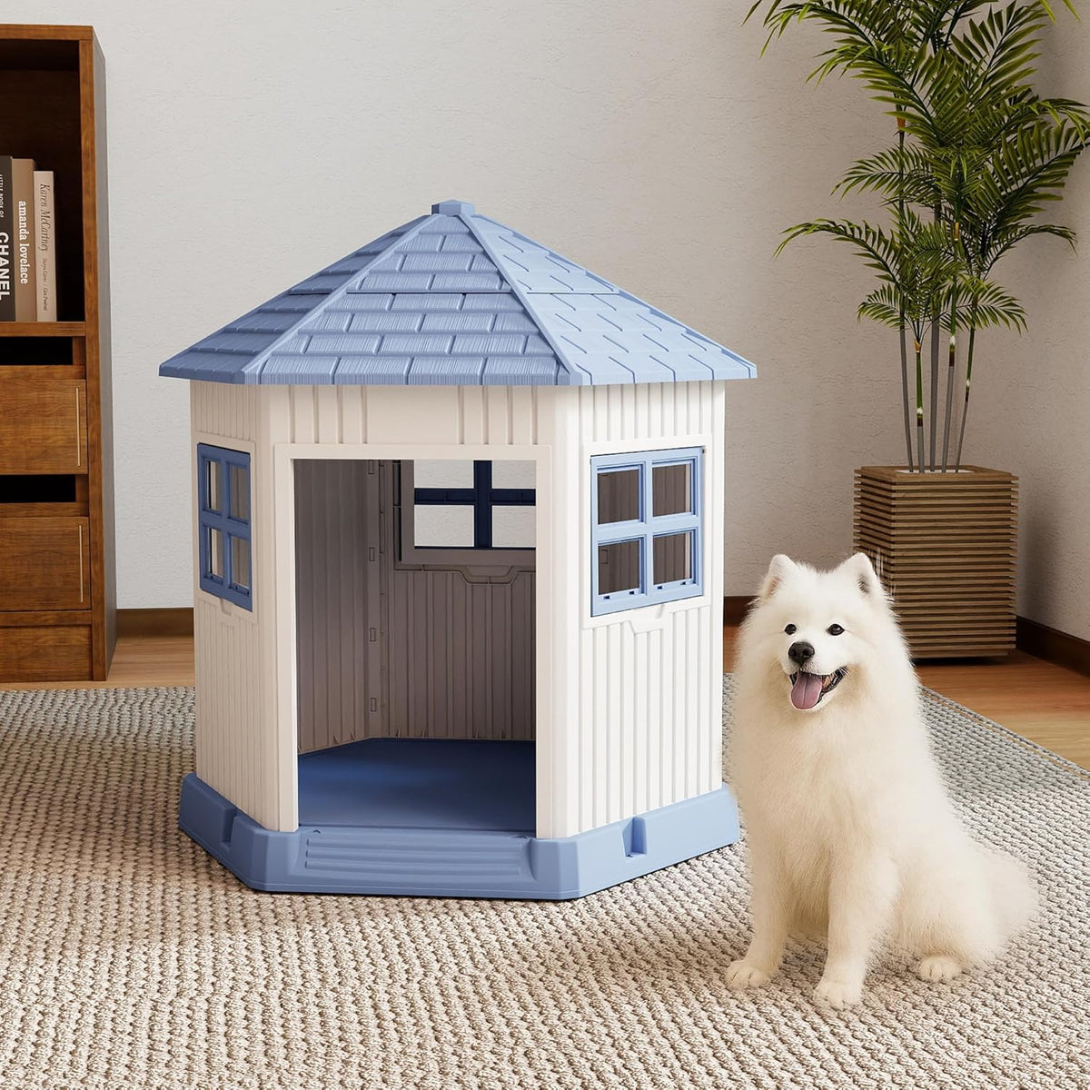 DRATO Dog House Indoor Outdoor Durable Large Dog Shelter with Outside Dog Kennel with Window and