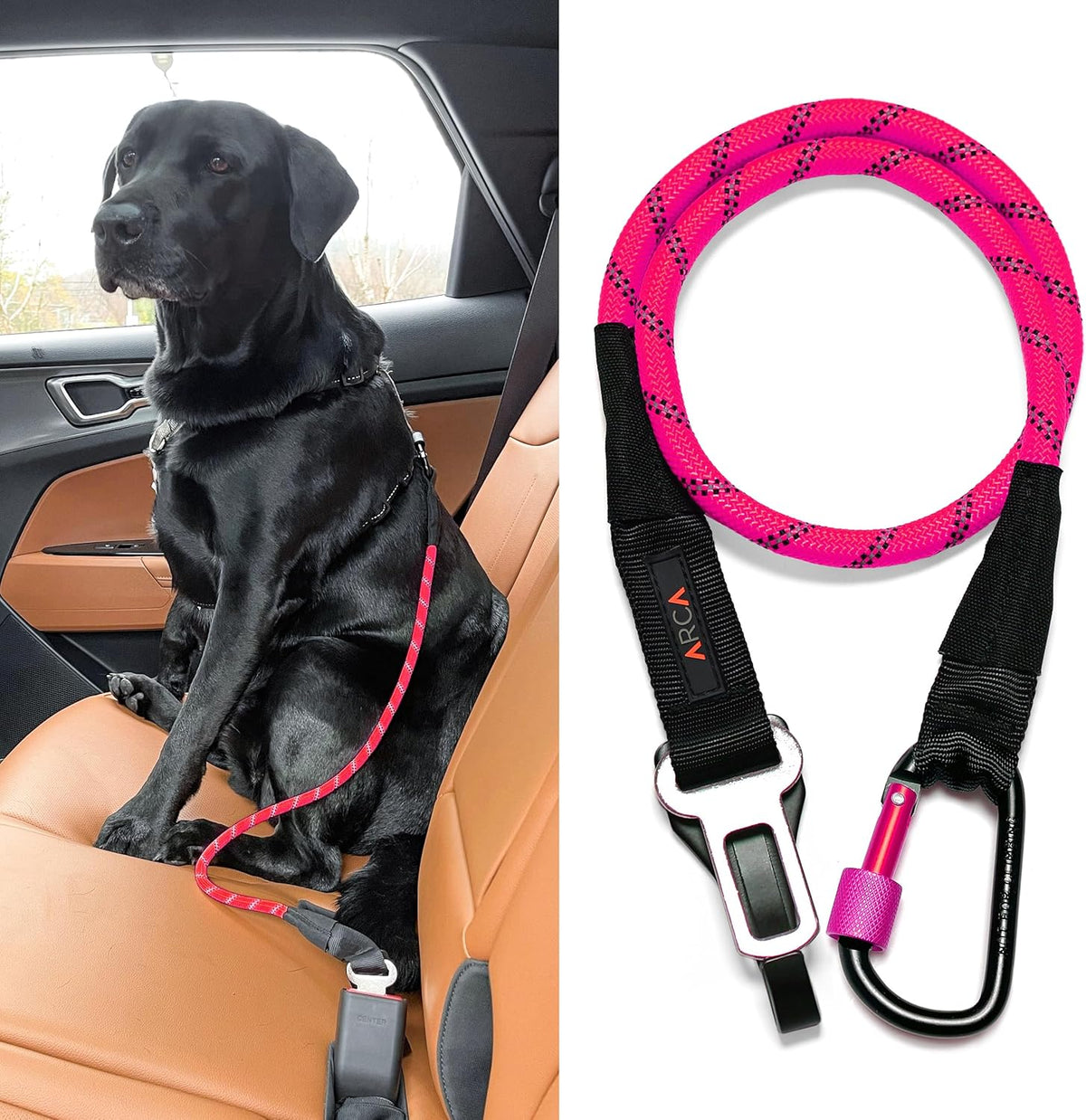 Dog Seat Belt for Car | Universal Dog Car Seatbelt | Durable Reflective Rope with Clip Hook Latch