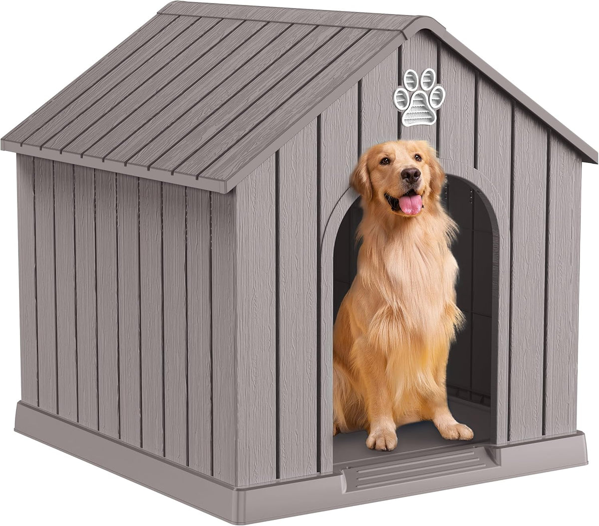 DRATO Indoor Outdoor Waterproof Dog House,PP Material,Puppy Shelter with Air Vents and Elevated