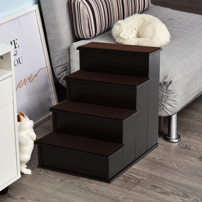 PawHut Pet Stairs, Small Pet Steps with Cushioned Removable Covering for Dogs and Cats Up to 22