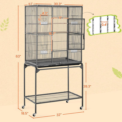 Yaheetech 63'' Detachable Parrot Cage for Cockatiel Sun Parakeet Green Cheek Conure Lovebird Budgie