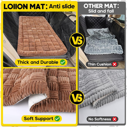 Dog Car Bed Mat, Non-Slip Backseat Extender Pet Blanket, Plaid Dog Bed for Trucks, Sedans & Large