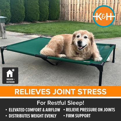 K&H Pet Products Cooling Elevated Dog Bed, Outdoor Raised Cot with Waterproof Breathable Mesh for