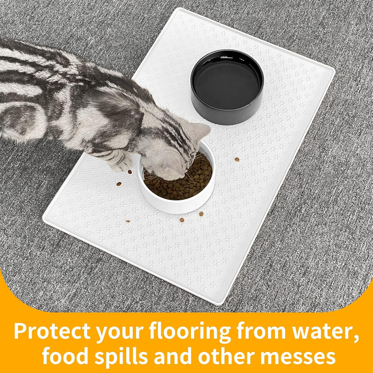 Ptlom Pet Placemat for Dog and Cat, Waterproof Silicone Pet Feeding Bowl Mats for Food and Water