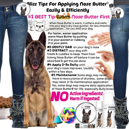 The Blissful Dog Belgian Malinois Nose Butter for Dry, Cracked Skin, Lick-Safe Dog Nose Balm with
