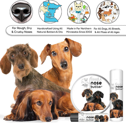 The Blissful Dog Dachshund Nose Butter for Dry, Cracked Skin, Lick-Safe Dog Nose Balm with