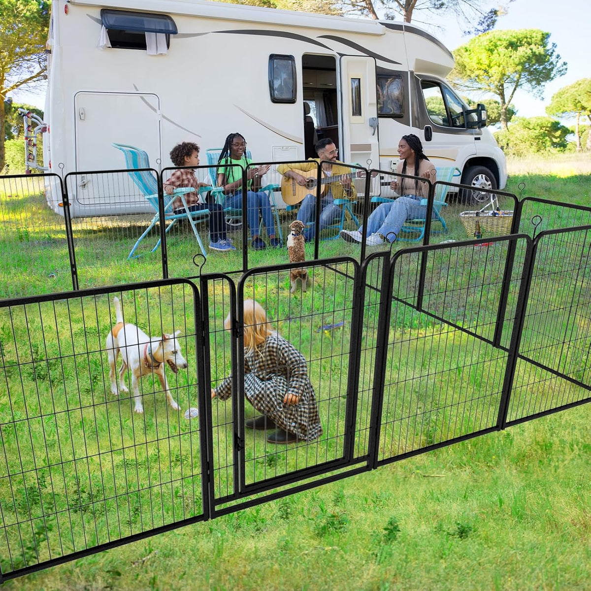 Dog Playpen Outdoor Extra Wide 12 Panels Heavy Duty Dog Fence 47" Height Anti-Rust with Doors