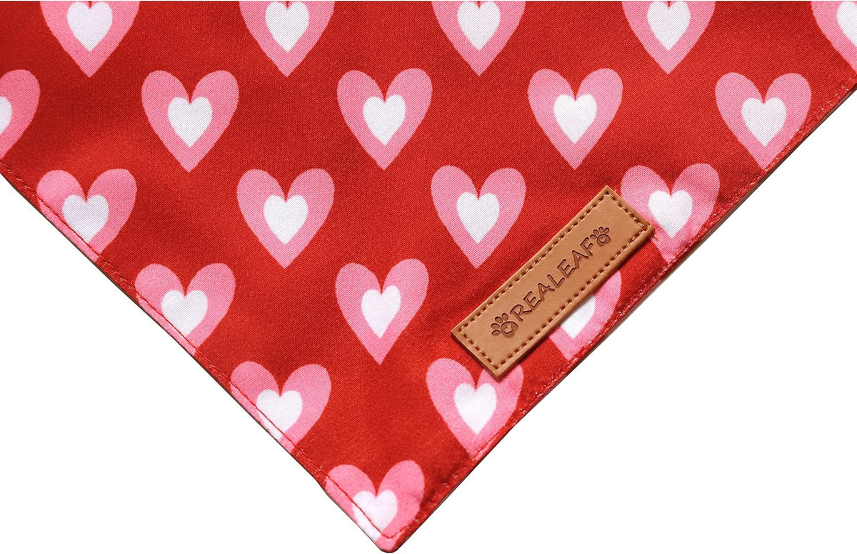 Realeaf Love Dog Bandanas 2 Pack, Triangle Reversible Mothers Day Valentine's Day Pet Scarf for Boy