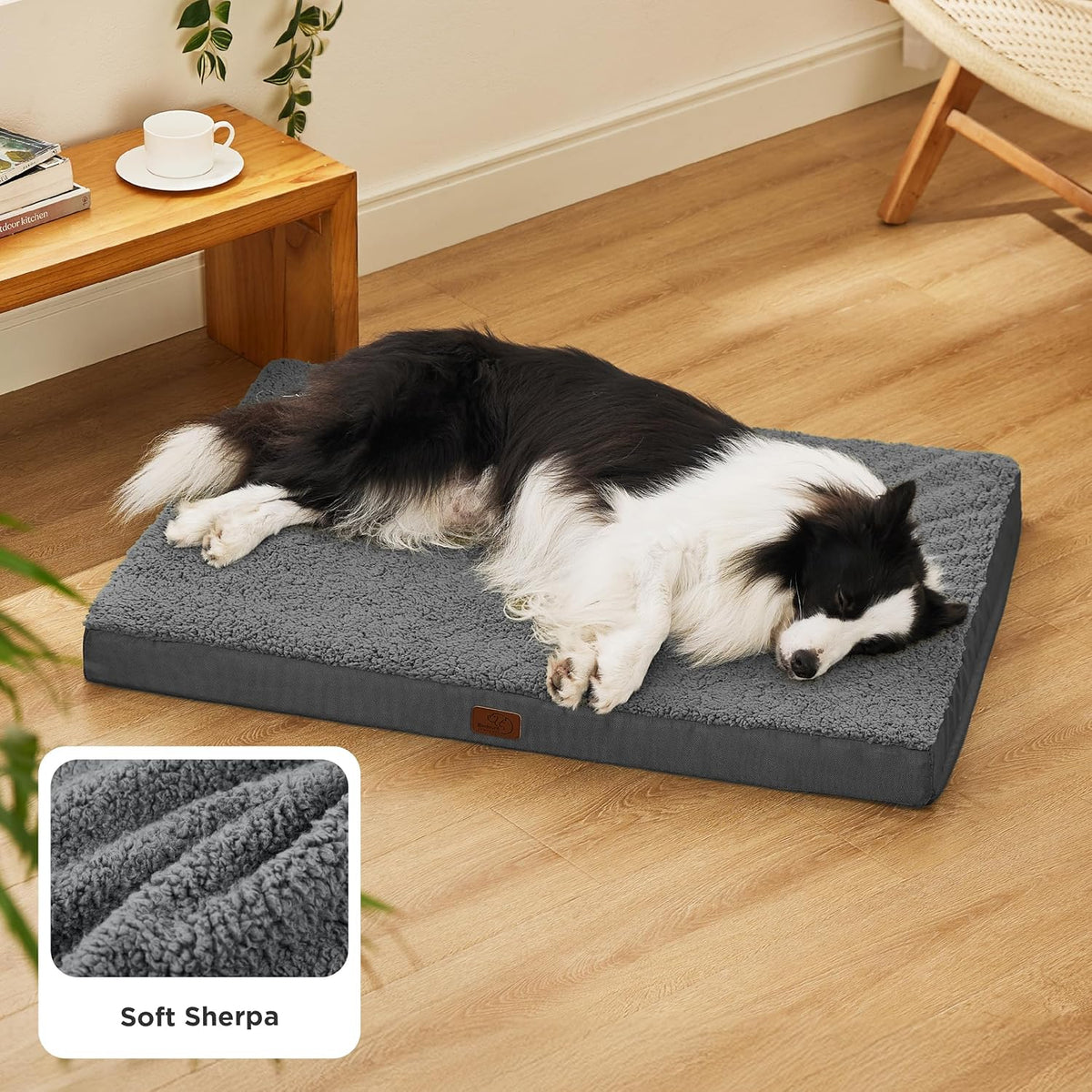 Bedsure Dog Beds Large Sized Dog - Orthopedic Flat Pet Beds with Removable Washable Cover, Egg