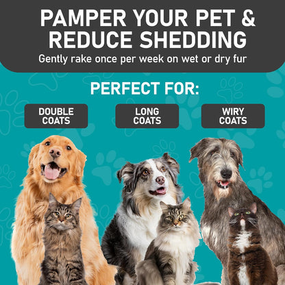 Maxpower Planet Pet Grooming Brush - Double Sided Shedding, Dematting Undercoat Rake for Dogs and