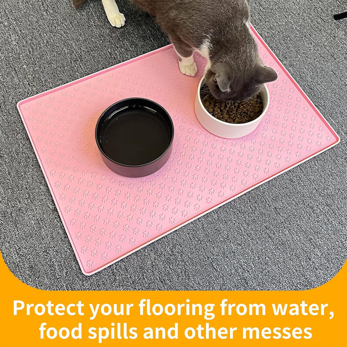 Ptlom Pet Placemat for Dog and Cat, Mat for Prevent Food and Water Overflow, Suitable for Small