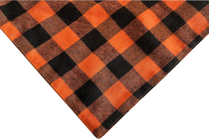 Realeaf Fall Halloween Dog Bandanas 2 Pack, Orange Plaid Pet Scarf for Boy and Girl, Premium