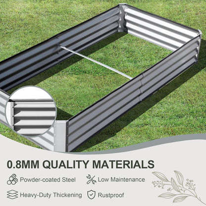 Domi Galvanized Raised Garden Bed, 6x3x1Ft Thickening Metal Planter Box for Vegetables Bottomless