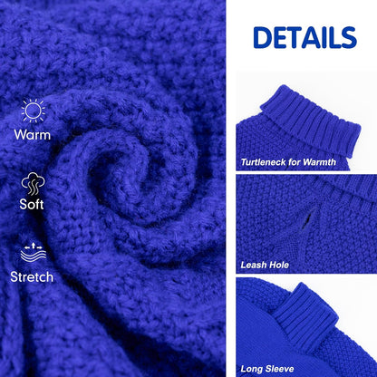 cyeollo Dog Sweater Pullover Turtleneck for Large Dogs, Classic Knitwear Fall Winter Cold Weather