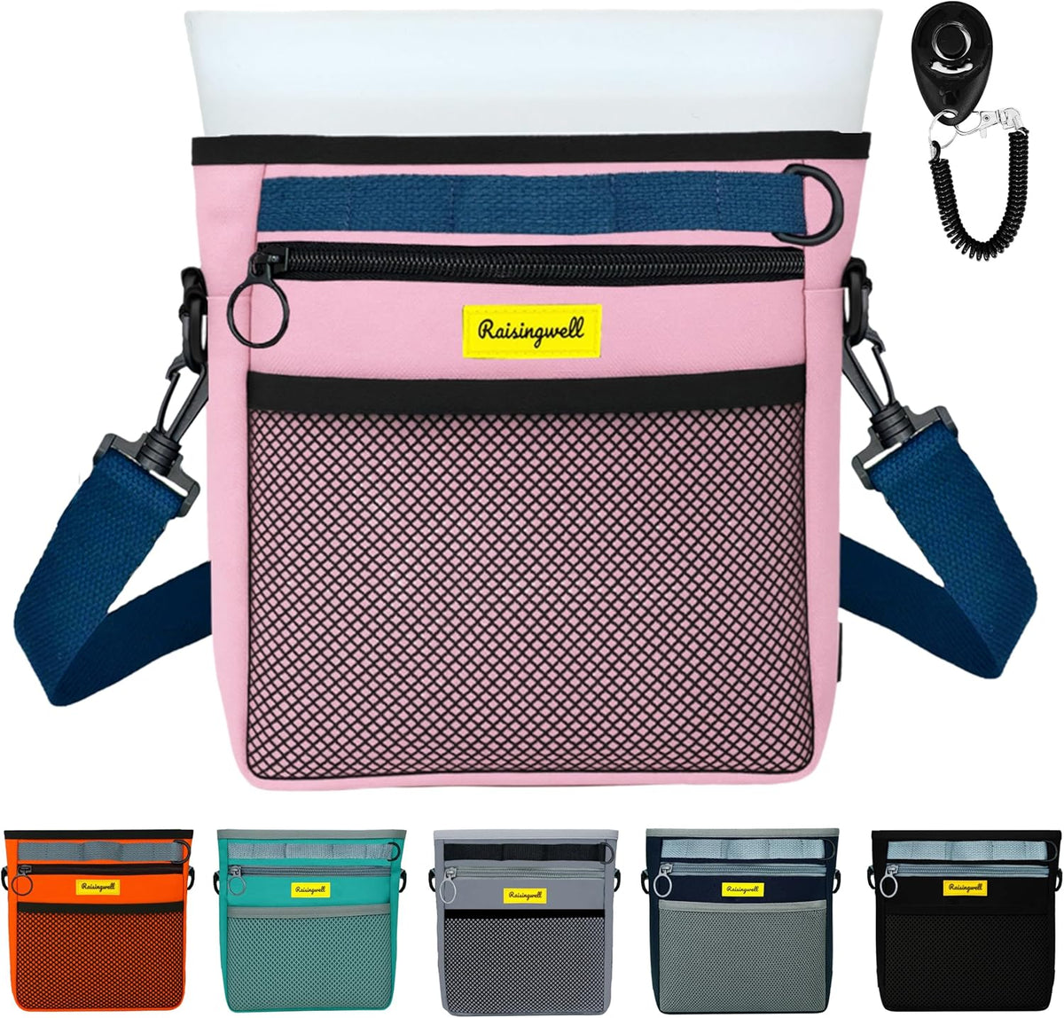 Dog Treat Pouch with Magnetic Closure 4-Cup Silicone Bag Fanny Pack Holder with Clicker 4 Ways to