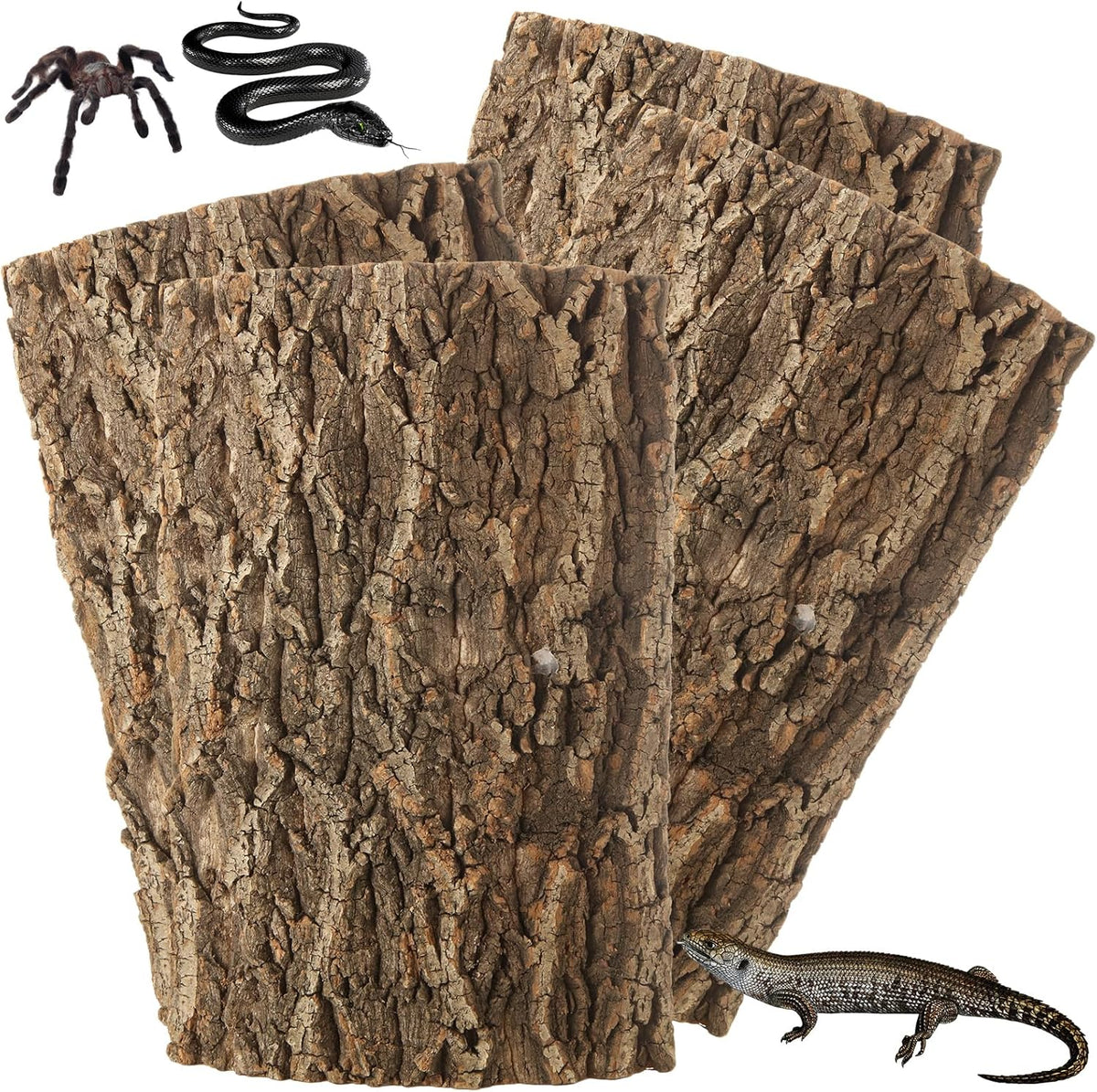 RHBLME 6 Pack Cork Bark for Reptiles, 11.8" L x 7.8" W Cork Bark for Terrarium, Reptile Tank
