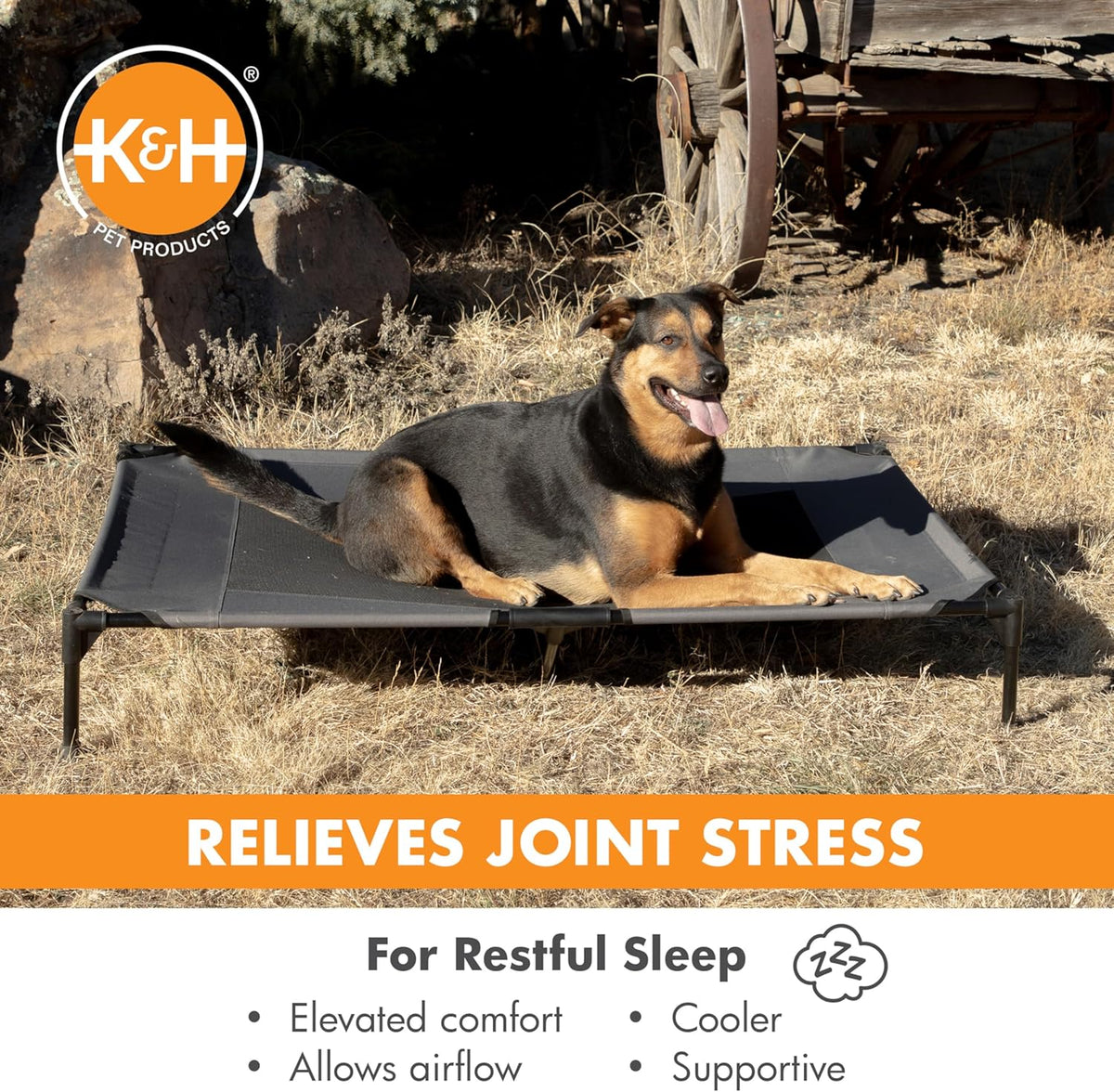 K&H Pet Products Outdoor Elevated Dog Cot, Breathable Cooling Elevated Cot Hammock Pet Bed for XL
