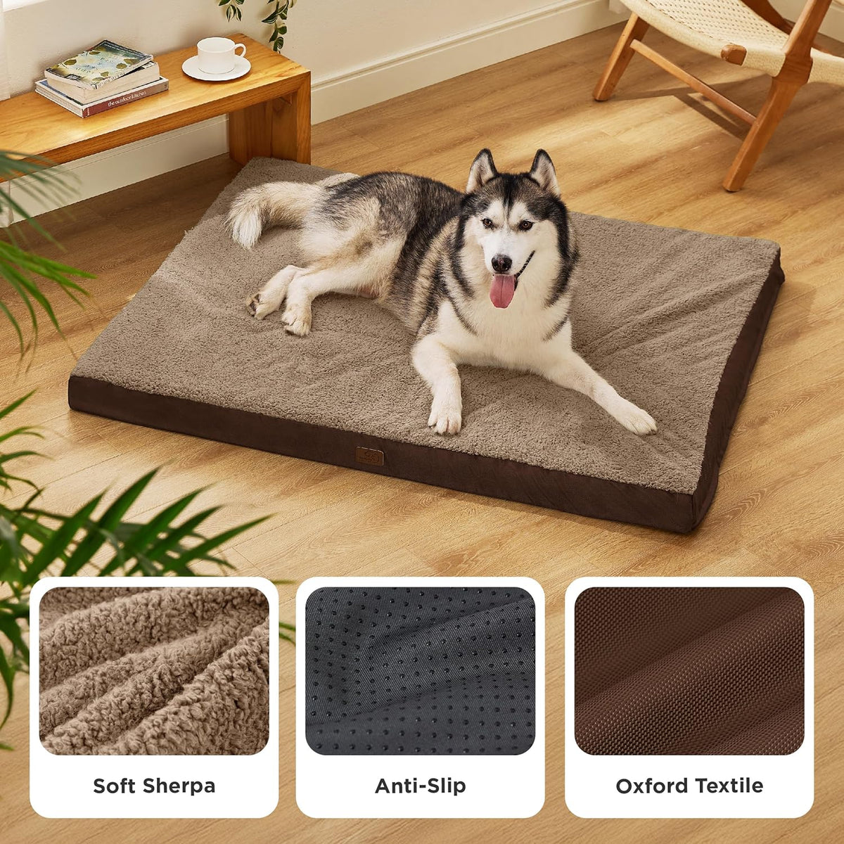 Bedsure XXL Dog Bed for Large Dogs - Orthopedic Flat Giant Pet Beds with Removable Washable Cover