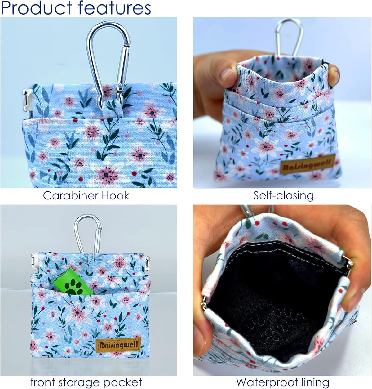 Dog Treat Pouch, Small Cotton Pocket Sized Training Holder, Hand Free Walking Fanny Bag with