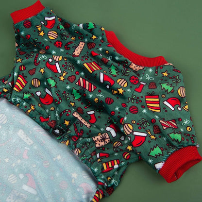 CuteBone Dog Christmas Pajamas Puppy Onesies Small Dogs Soft Pjs Coat Cat Apparel Comfy Pet Clothes