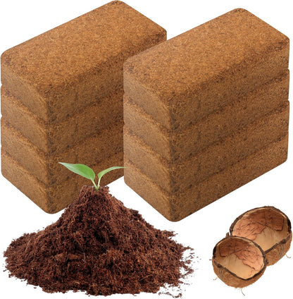 Coco Coir Brick for Plants-8 Pack Premium Coconut Bricks, 100% Organic Peat Moss, Fiber Coconut