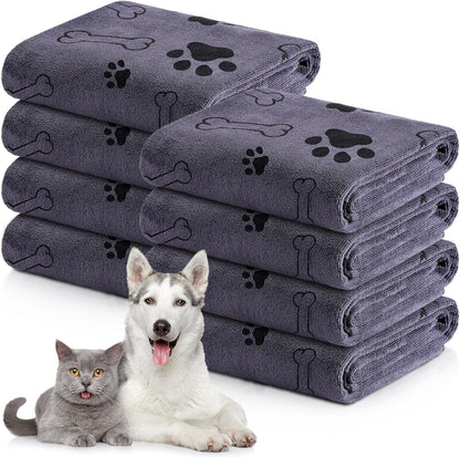 Chumia 8 Pcs Dog Towels for Drying Dogs Cats Pet Towels Bulk Puppy Microfiber Quick Drying Paw Bath