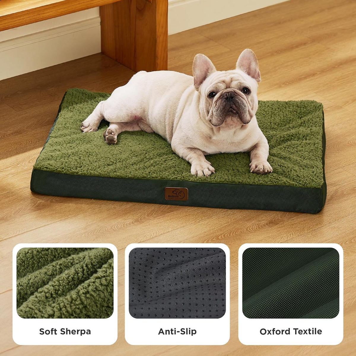 Bedsure Dog Bed Medium Size Dog - Orthopedic Flat Puppy Beds with Removable Washable Cover, Egg