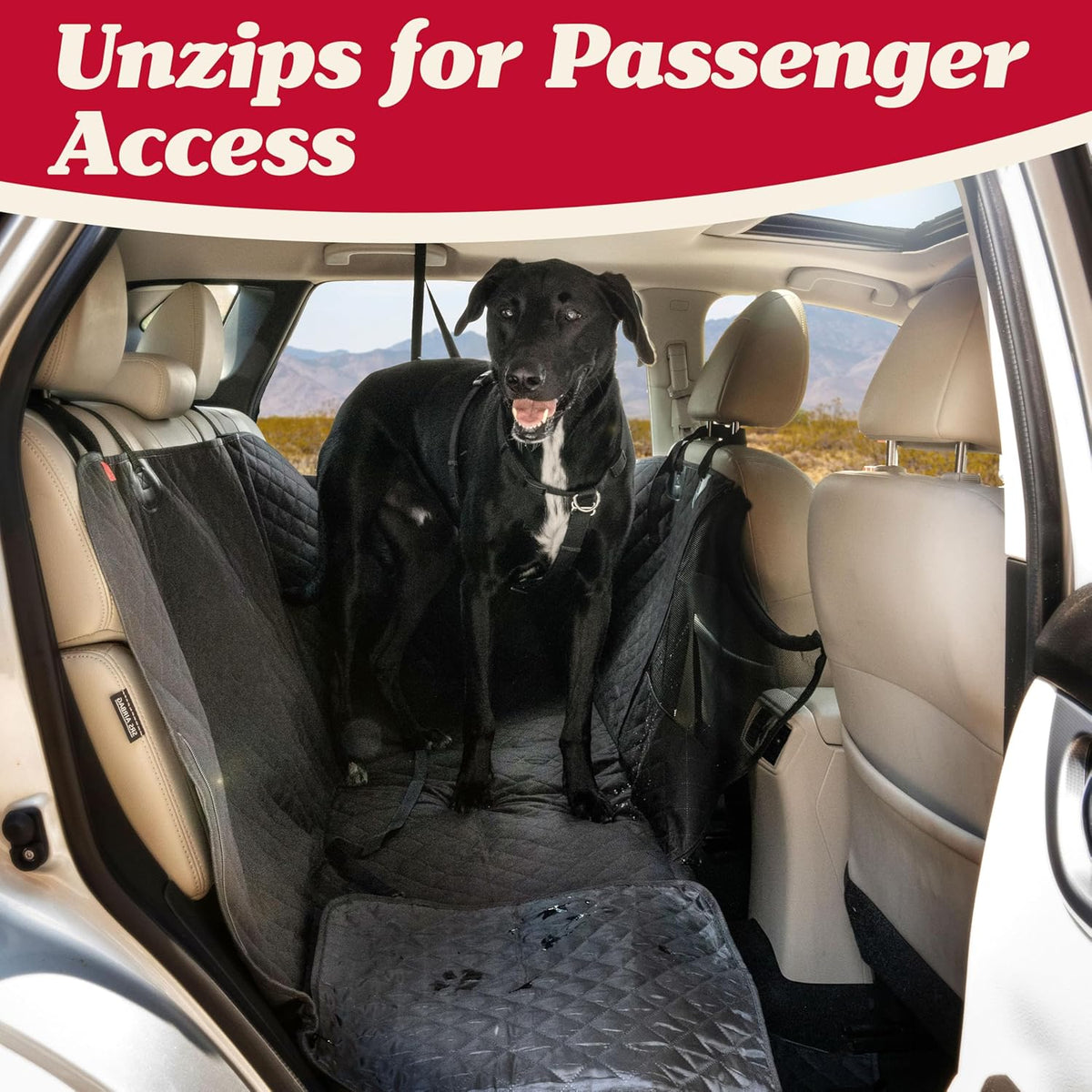 Lusso Gear Dog Car Seat Cover for Back Seat - 100% Waterproof Dog Hammock - Padded Headrest and