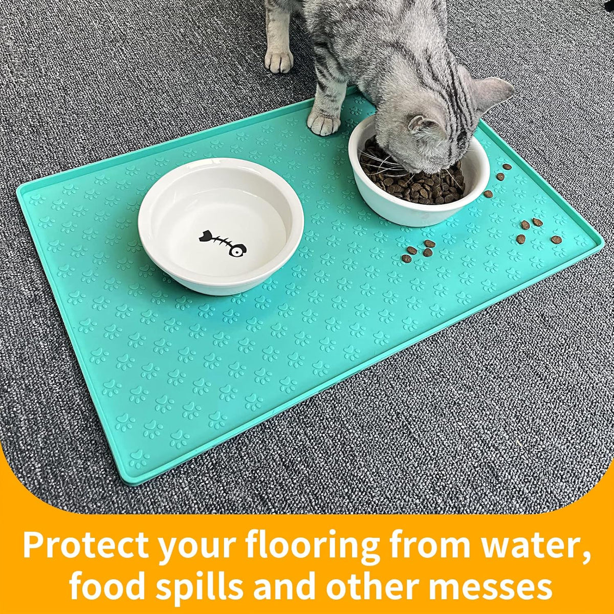 Ptlom Pet Placemat for Dog and Cat, Mat for Prevent Food and Water Overflow, Suitable for Small