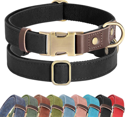 Didog Soft PU Leather Dog Collar for Large Dogs,Classic Adjustable Dog Collars with Quick Release