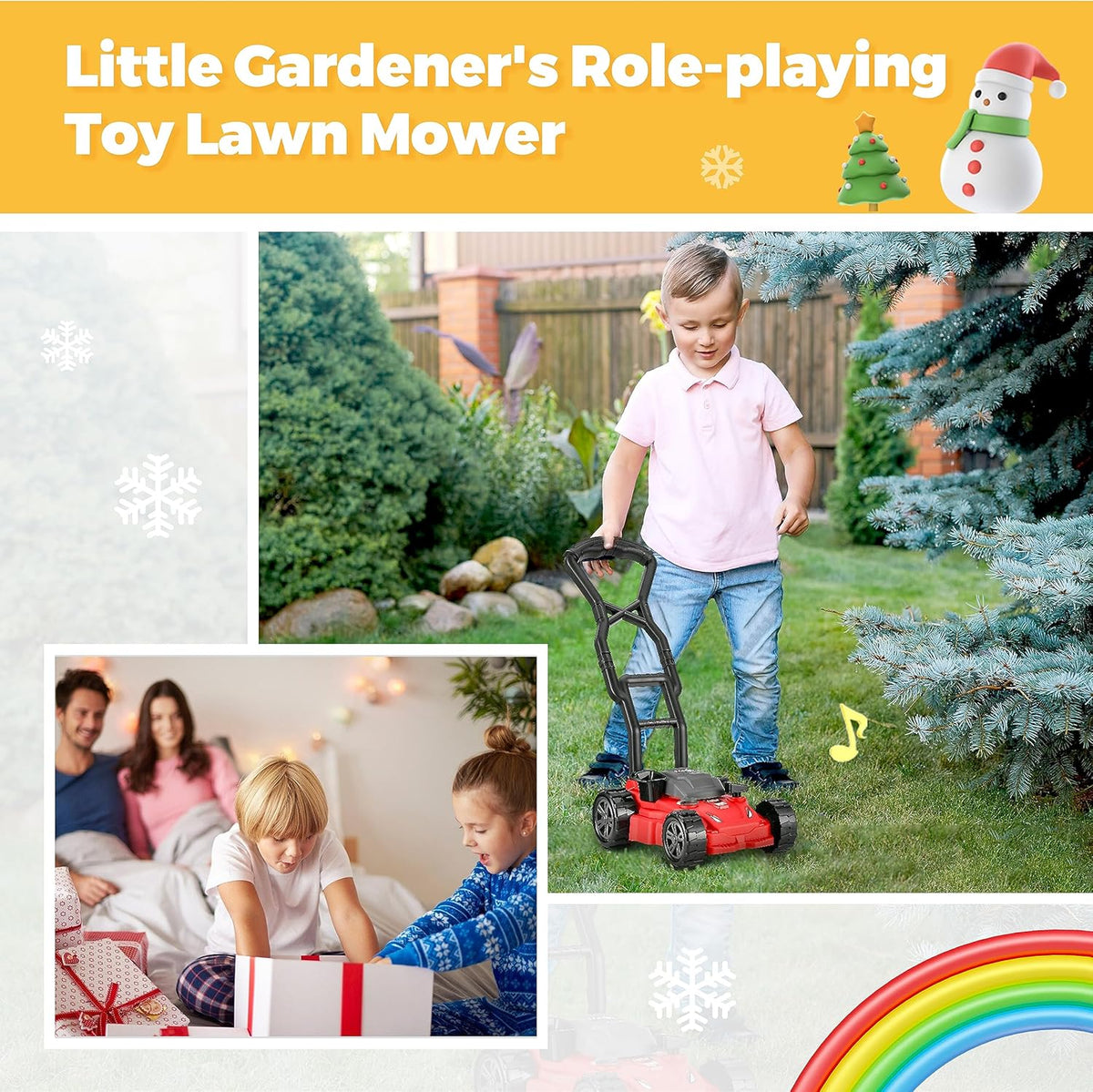 Kids Lawn Mower - Toy Choi's Pretend Play Series Toddler Lawn Mower, Indoor Outdoor Push Gardening