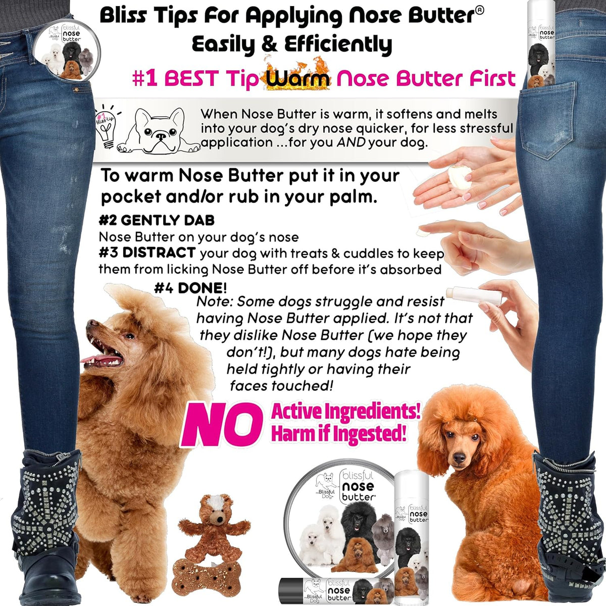 The Blissful Dog Poodle Nose Butter, Versatile Dog Nose Balm for Dry Nose, Handcrafted Nose