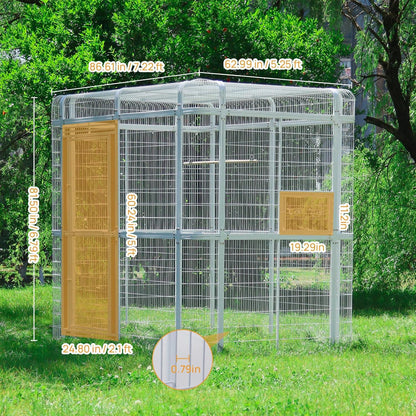 Large Bird Cage for Parakeets Outdoor Bird Aviary Parrot Cage with Perch, Walk-in Heavy Duty