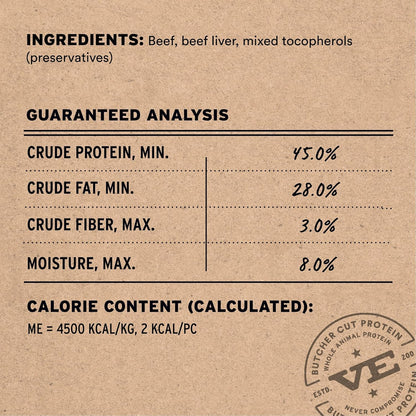 Vital Essentials Beef Bites Dog Treats, 6.2 oz | Freeze-Dried Raw | Single Protein | Premium