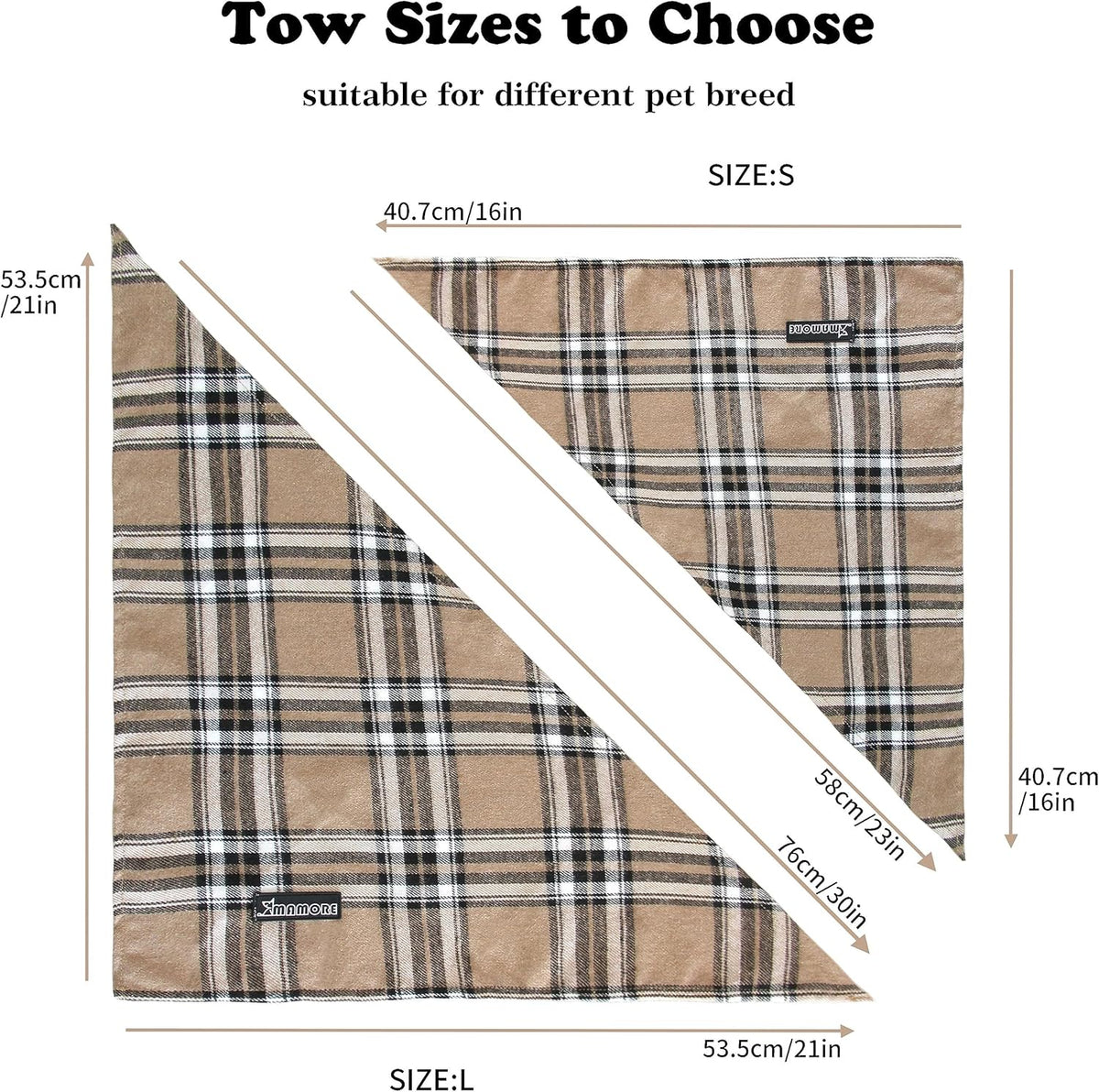 Adjustable Plaid Dog Bandanas,1PC Soft Washable Cotton Triangle Bib Kerchief Scarfs for Small