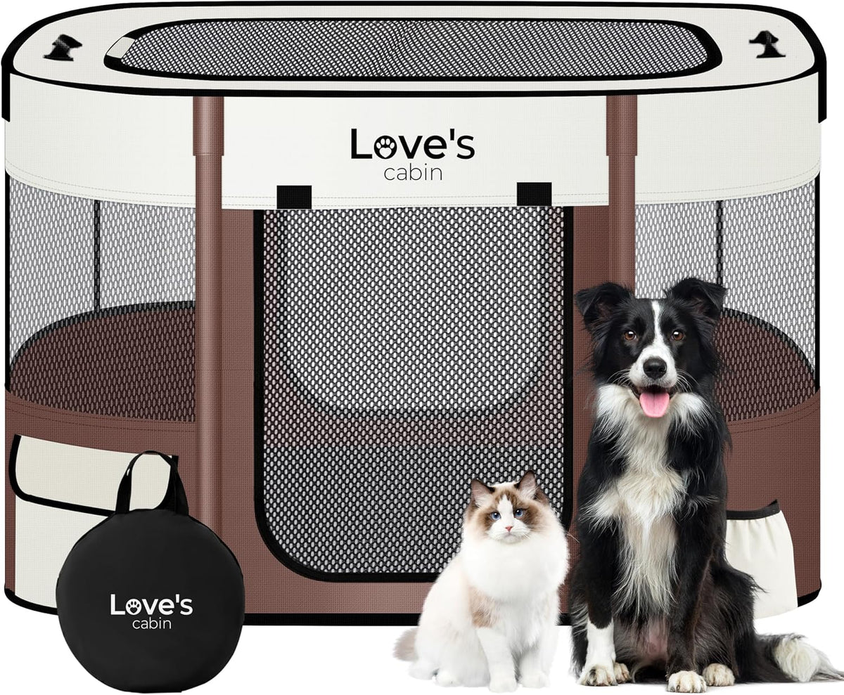Love's cabin Pet Puppy Dog Playpen, Small Dog Tent Crates Cage Indoor/Outdoor, Portable Exercise