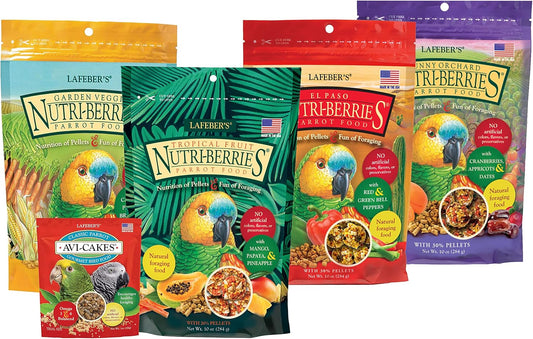 LAFEBER'S Nutri-Berries Pet Bird Food Variety Sampler Bundles, Made with Non-GMO and Human-Grade
